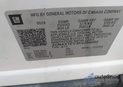 2019 Chevrolet Equinox Lt from USA, damaged, VIN 2GNAXTEV3K6290063